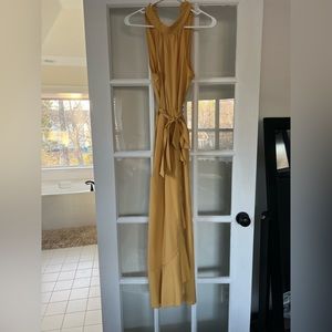High neck, yellow, maternity dress